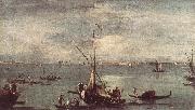 GUARDI, Francesco The Lagoon with Boats, Gondolas, and Rafts kug oil on canvas